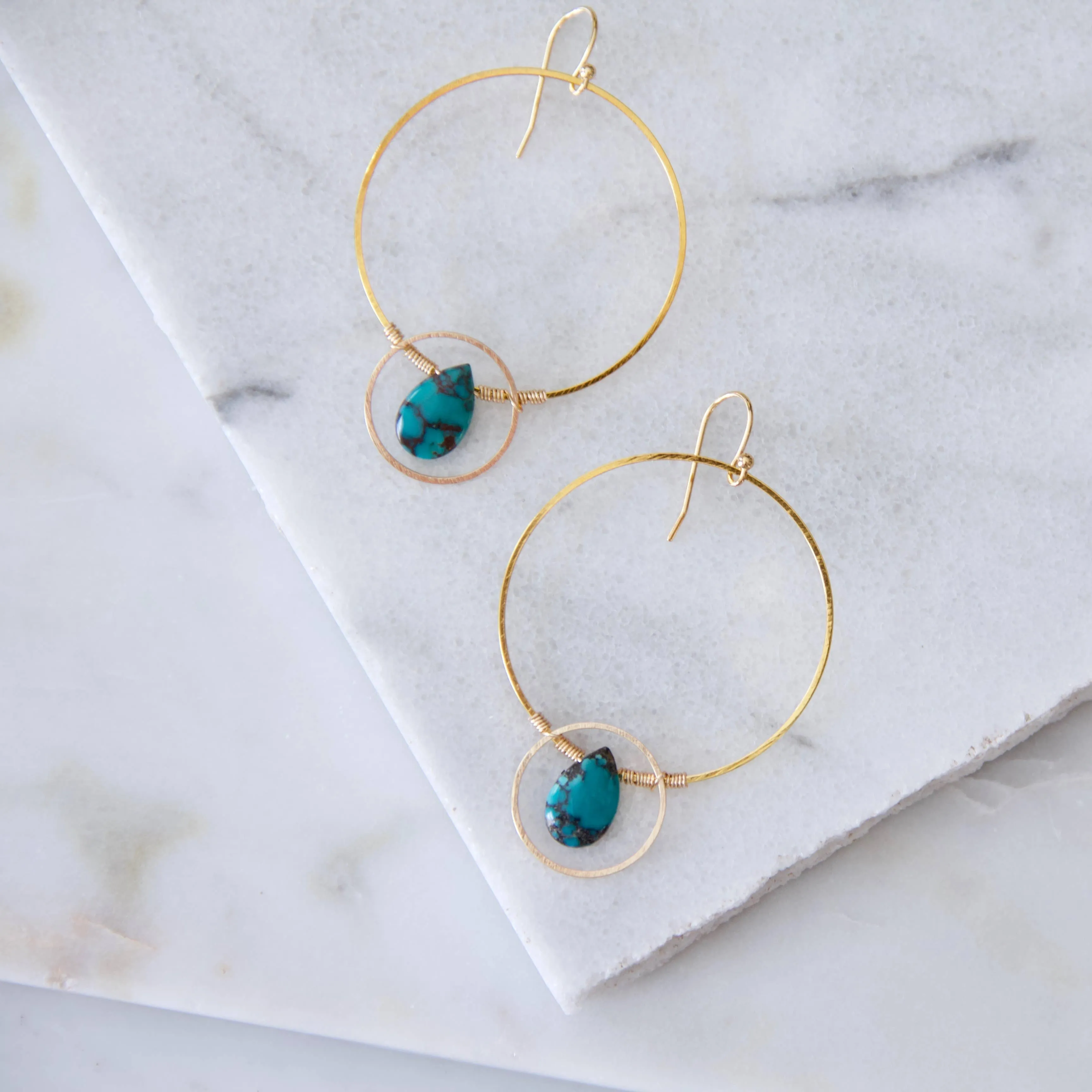 Turquoise Eclipse Hoop Earrings