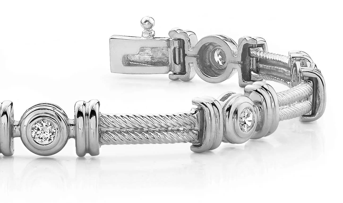 Twisted Rope Link Diamond Bracelet with 0.70 ct.(finished) 3.0mm