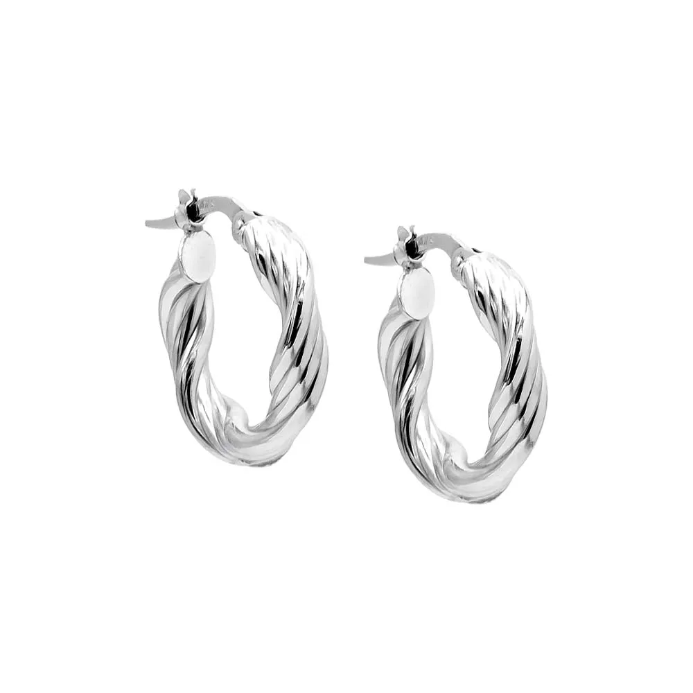 Twisted Tube Hoop Earring 14K