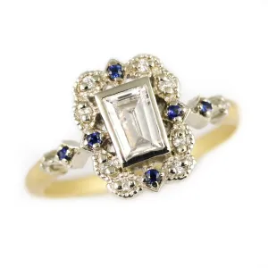 Two Tone Ribbon Frame Diamond Ring