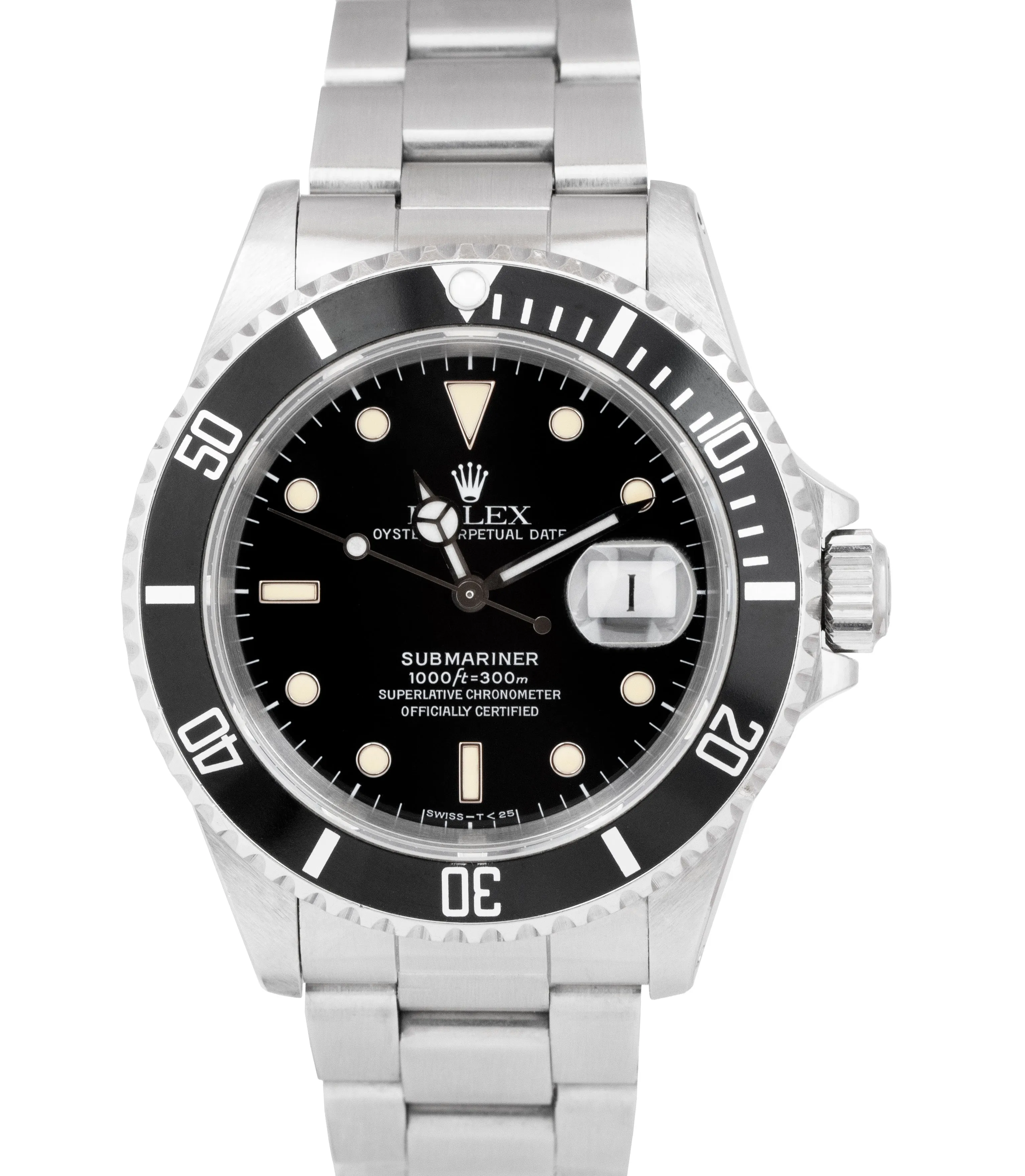 UNPOL. Rolex Submariner Date 40mm PATINA Stainless Steel Automatic 16610 Watch
