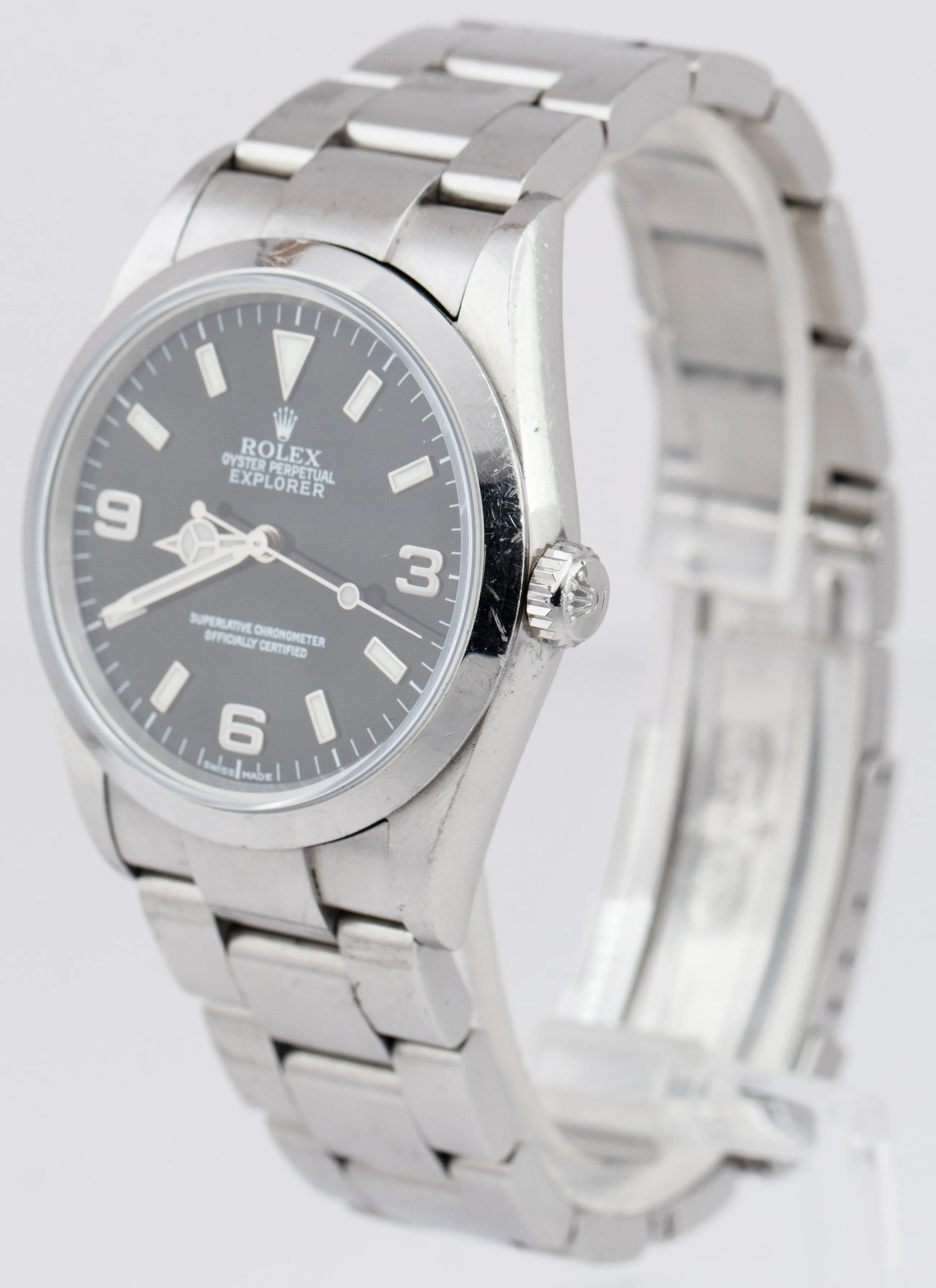 UNPOLISHED Rolex Explorer I Black 36mm Stainless Steel 3-6-9 Oyster Watch 114270