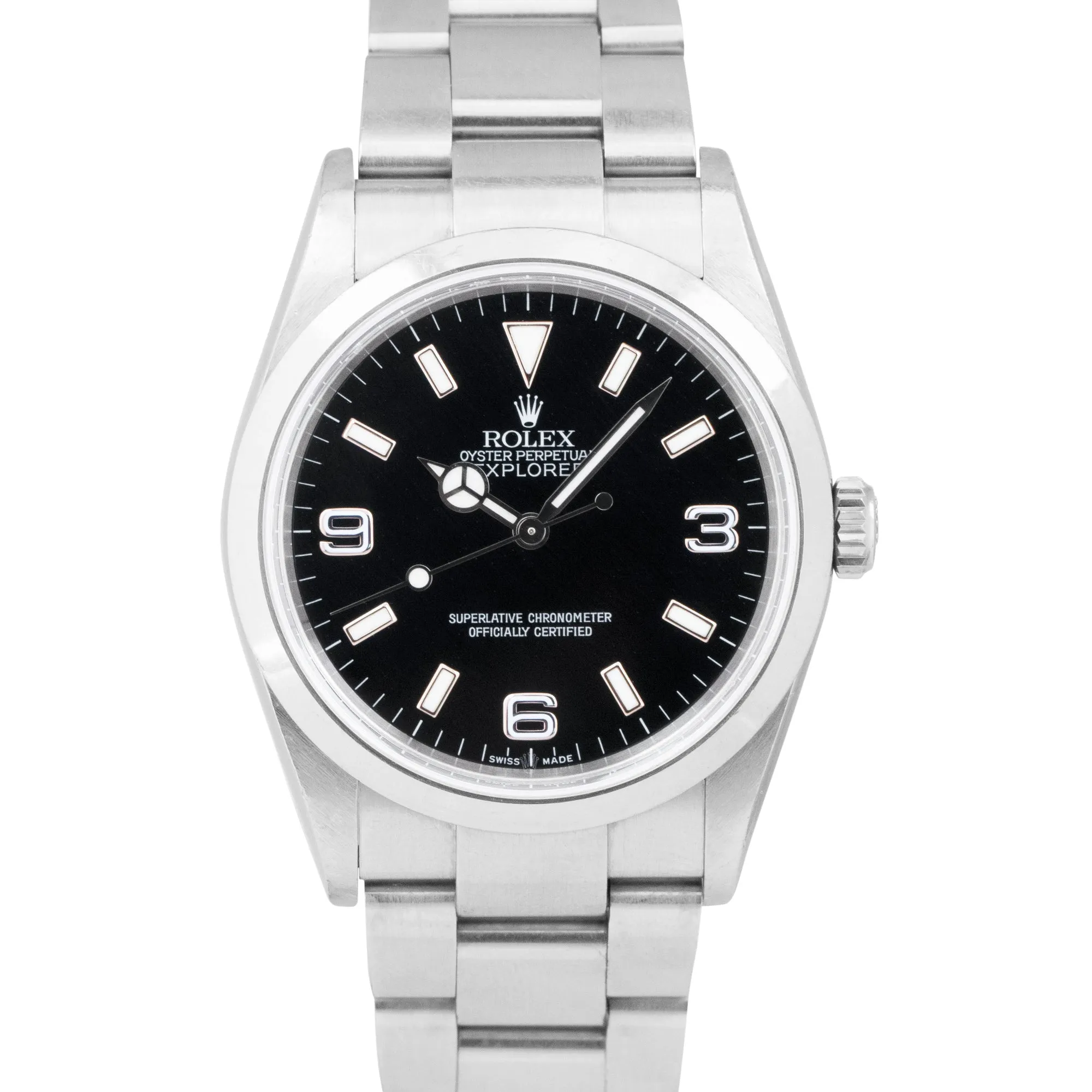 UNPOLISHED Rolex Explorer I Black 36mm Stainless Steel Automatic Watch 114270