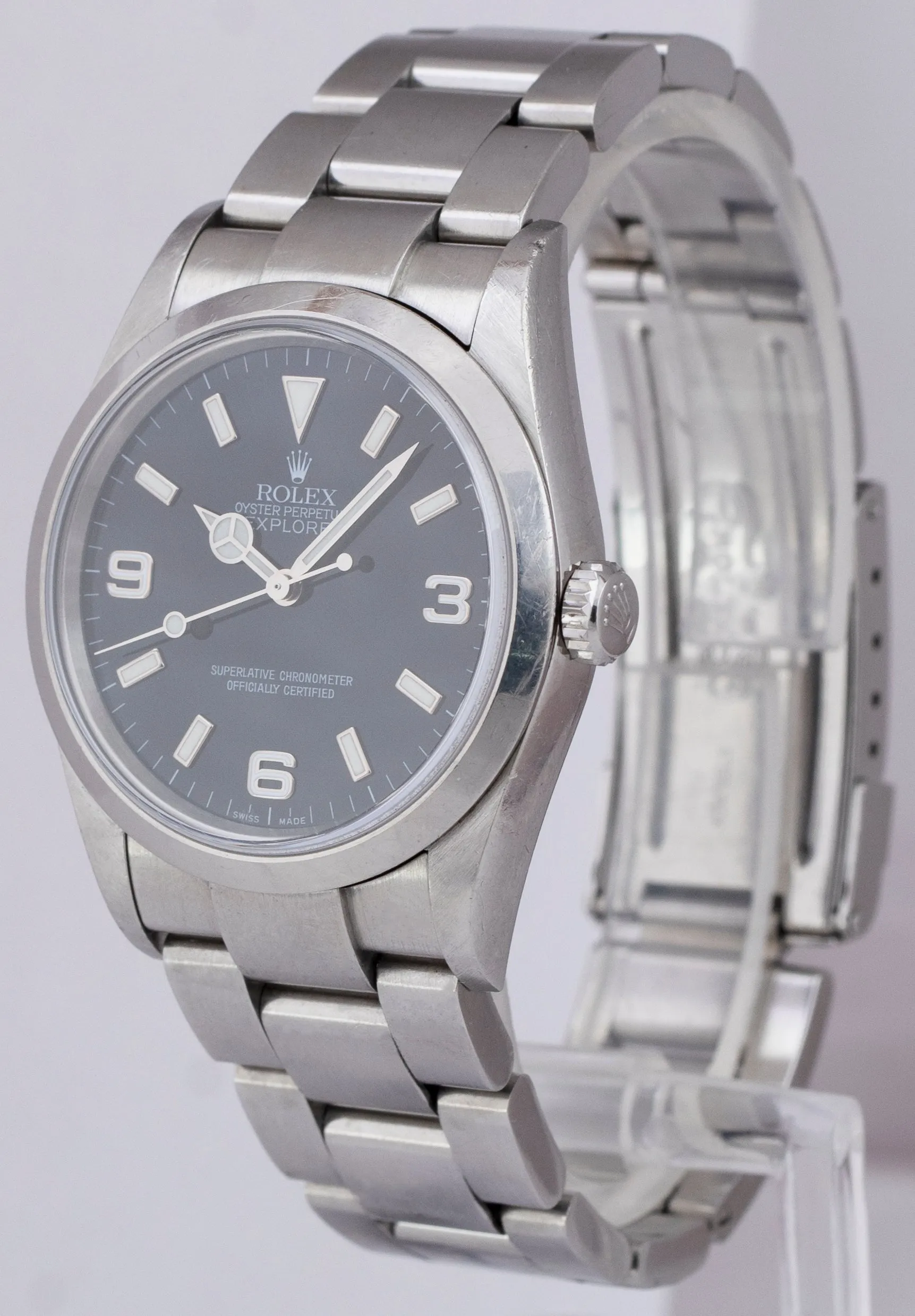 UNPOLISHED Rolex Explorer I Black 36mm Stainless Steel Automatic Watch 114270