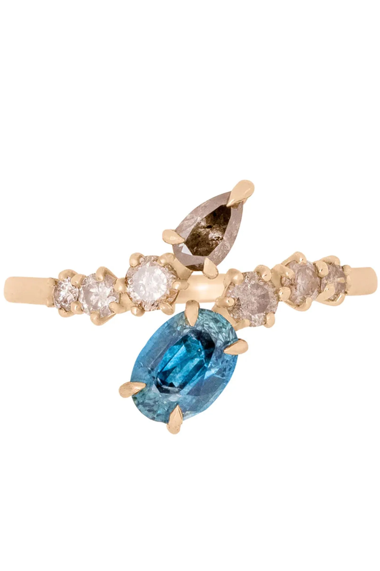 Valley Rose 14K Gold Sapphire and Diamond Serpens Ring