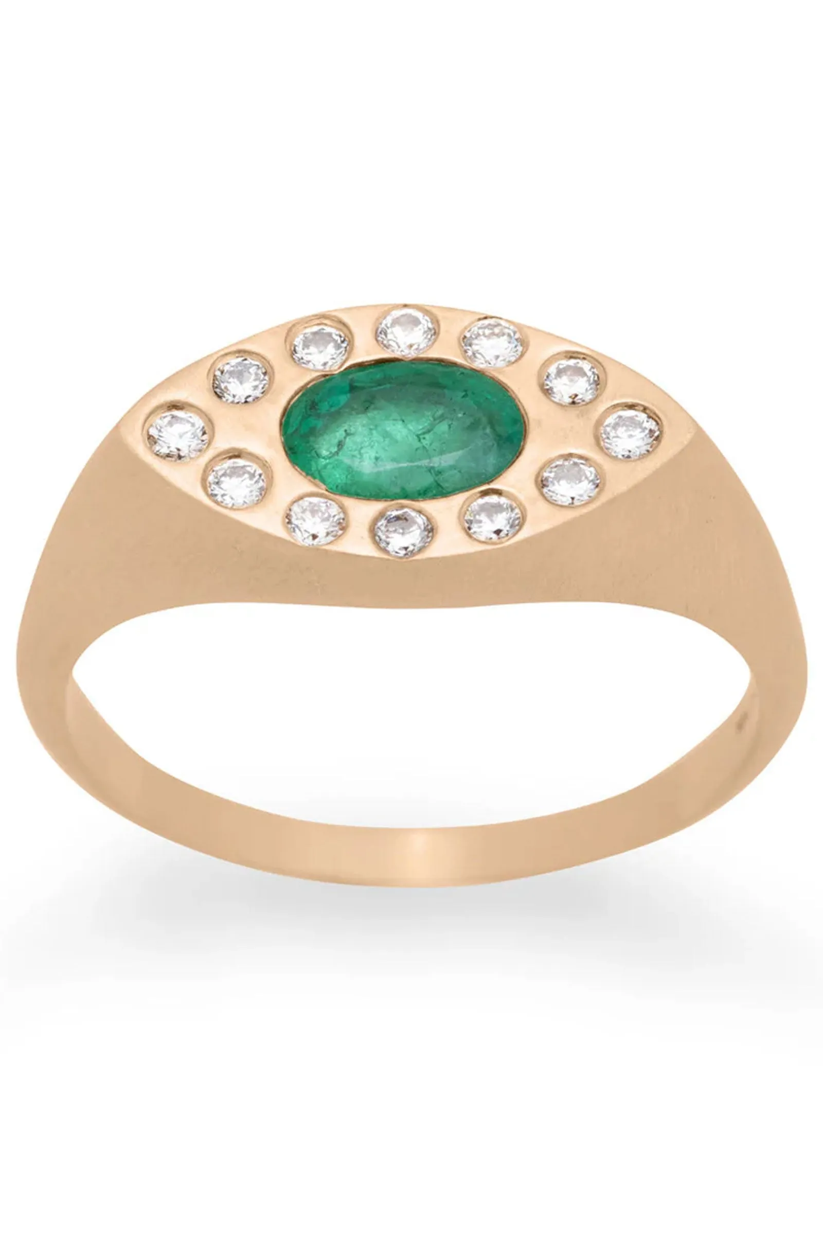 Valley Rose Rhea 14k Gold, Emerald and Diamond Signet Ring