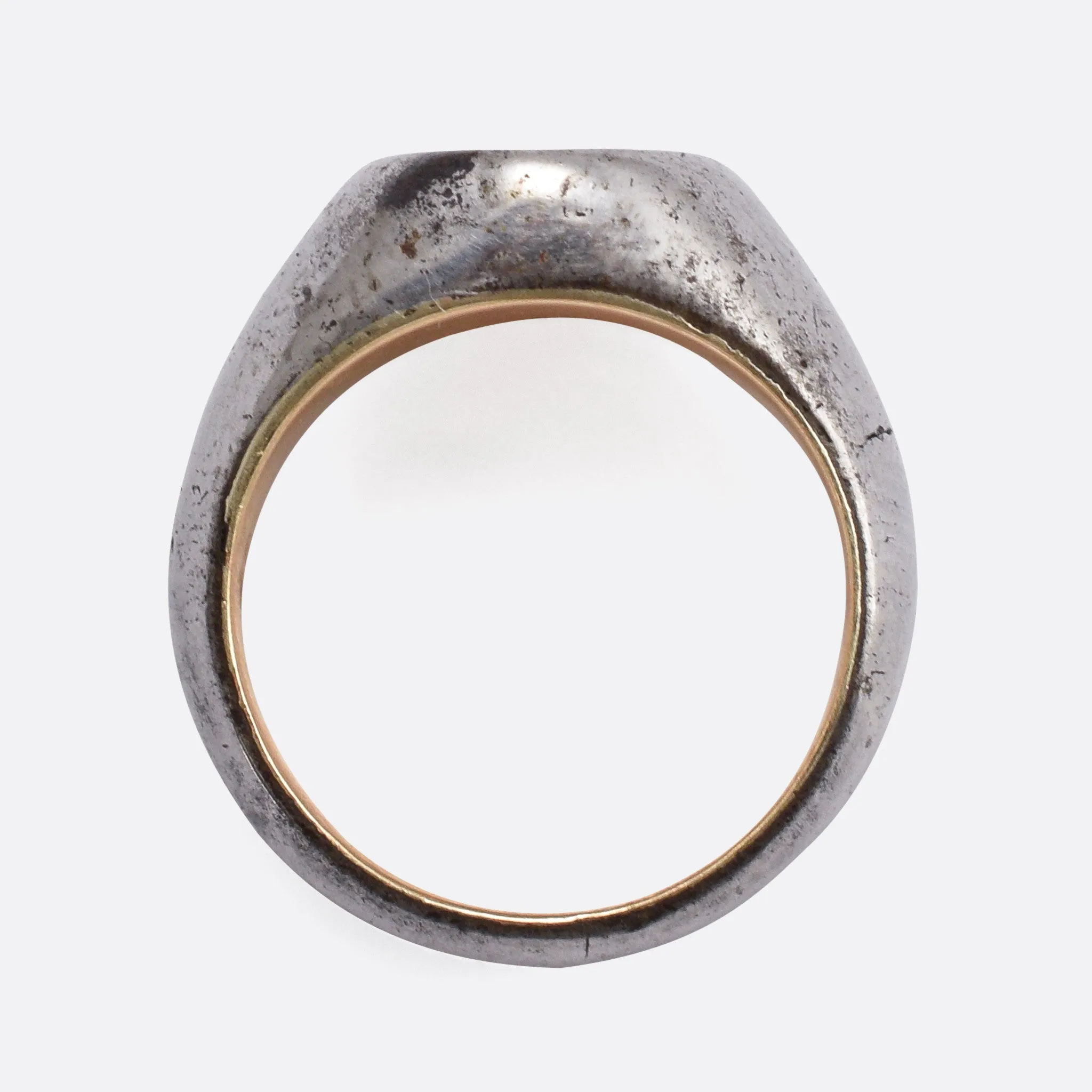 Victorian Gold & Steel Heraldic Signet Ring