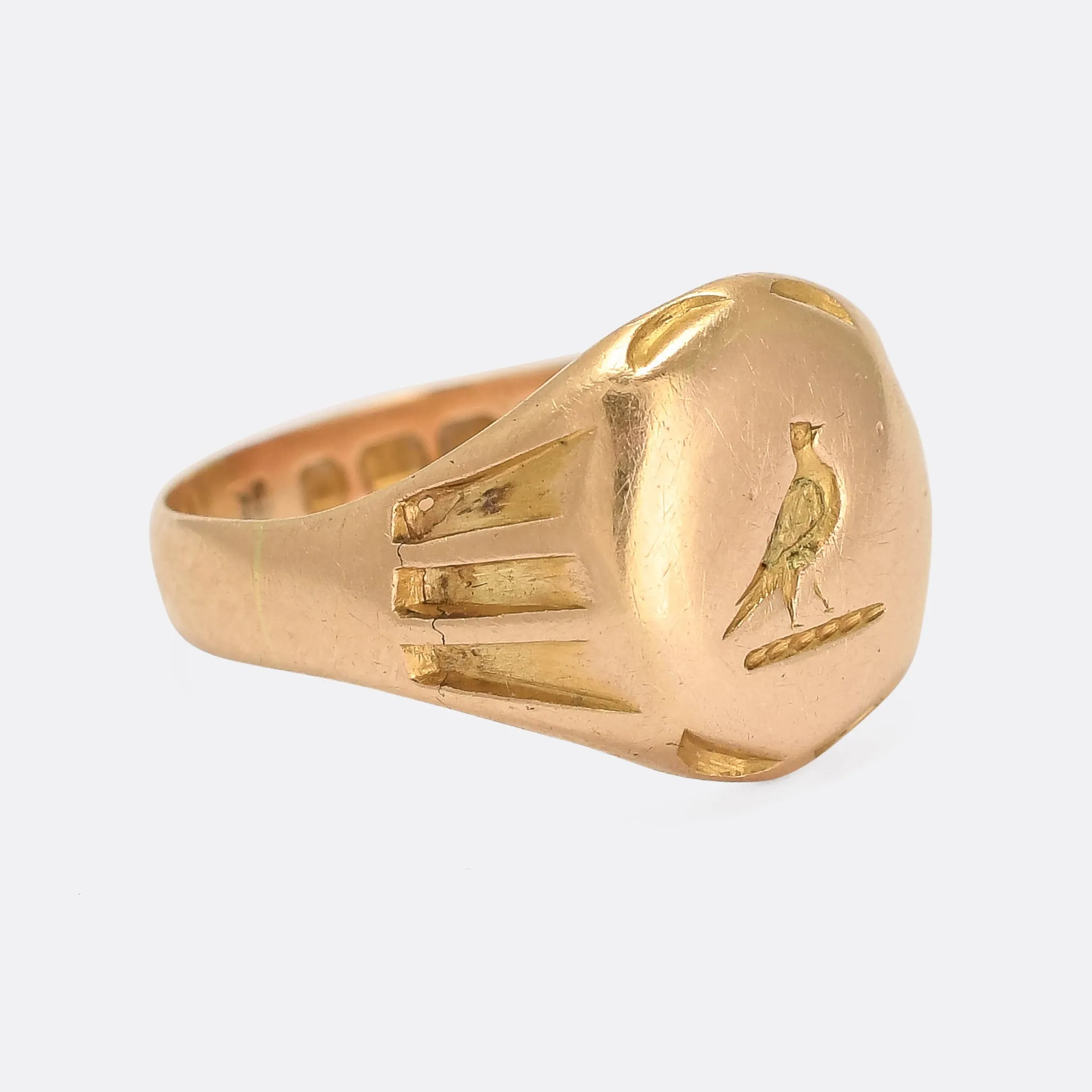 Victorian Lapwing Heraldic Intaglio Crest Singet Ring