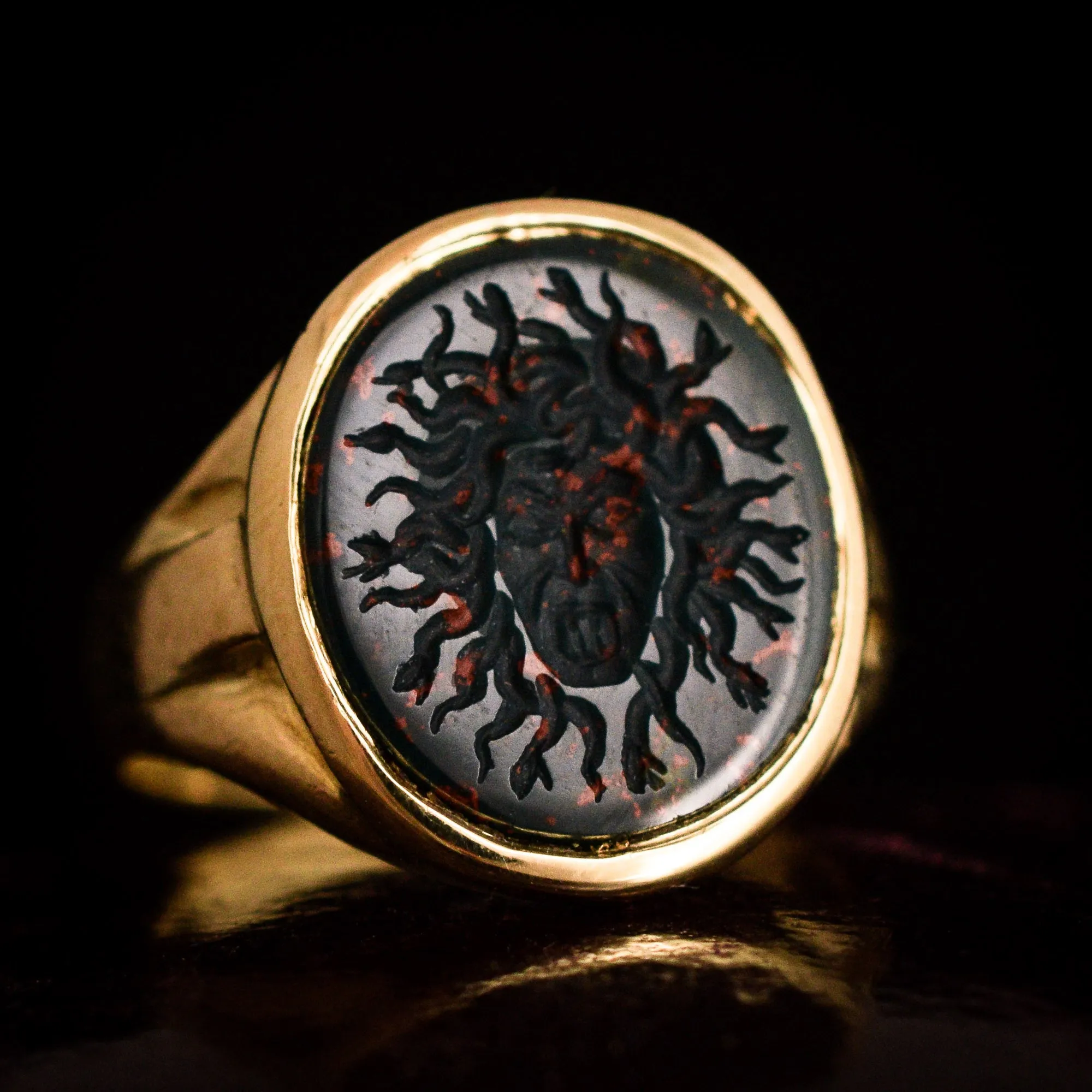 Victorian Medusa Intaglio Signet Ring