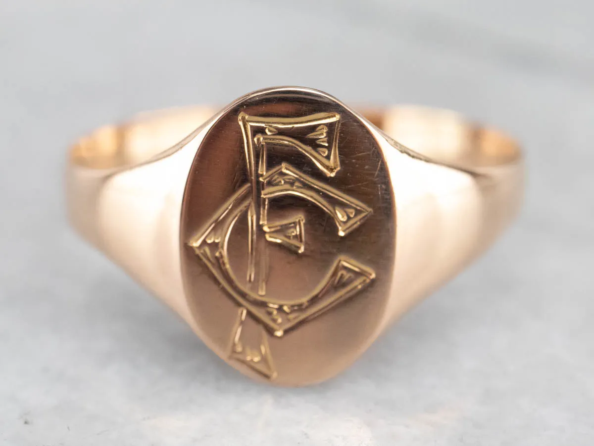 Victorian "FC" Monogrammed Signet Ring