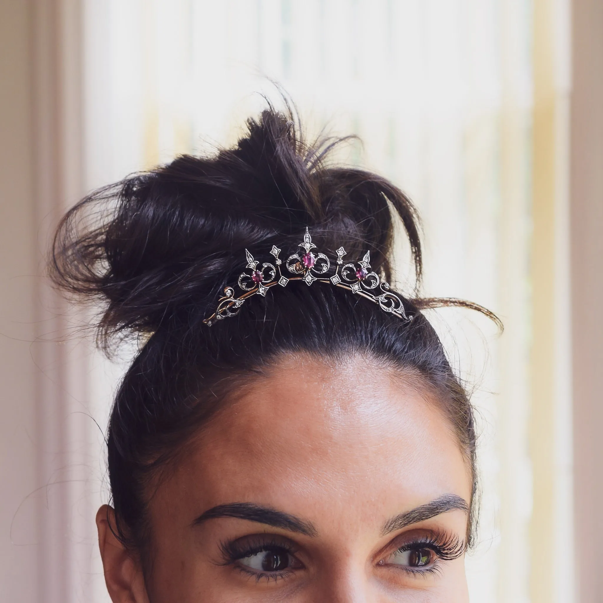 Victorian Ruby & Diamond Tiara & Necklace