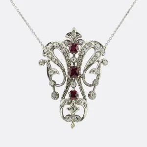 Victorian Ruby and Diamond Drop Necklace