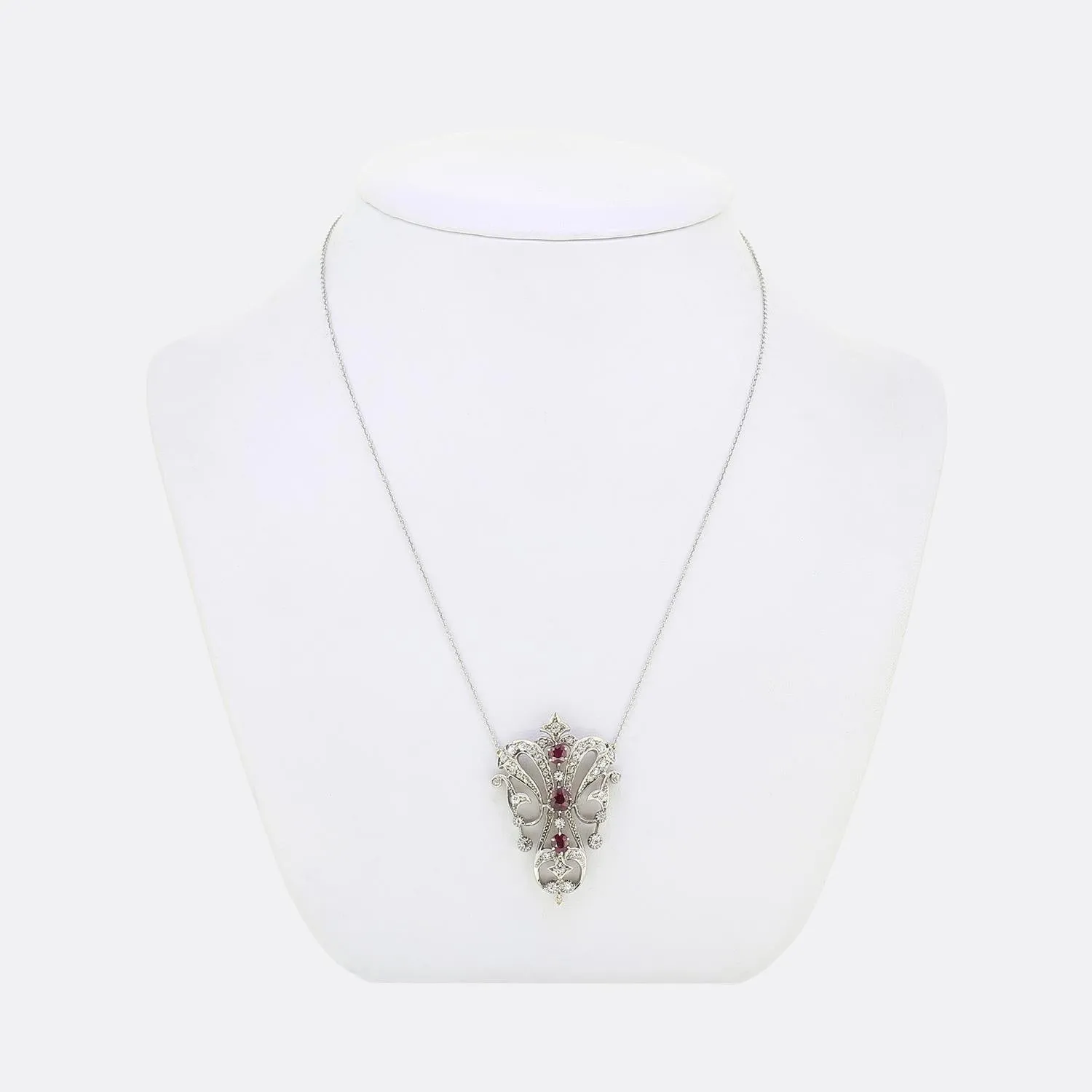 Victorian Ruby and Diamond Drop Necklace