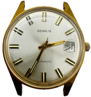 Vintage 35mm Benrus 9201 336 Sunburst Men's Automatic Wristwatch Gold Plated