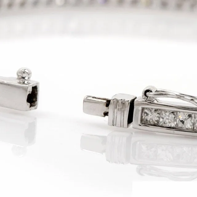 Vintage 7.05 Carat French Cut Diamond and Platinum Bracelet, Large size