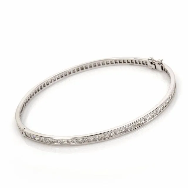 Vintage 7.05 Carat French Cut Diamond and Platinum Bracelet, Large size