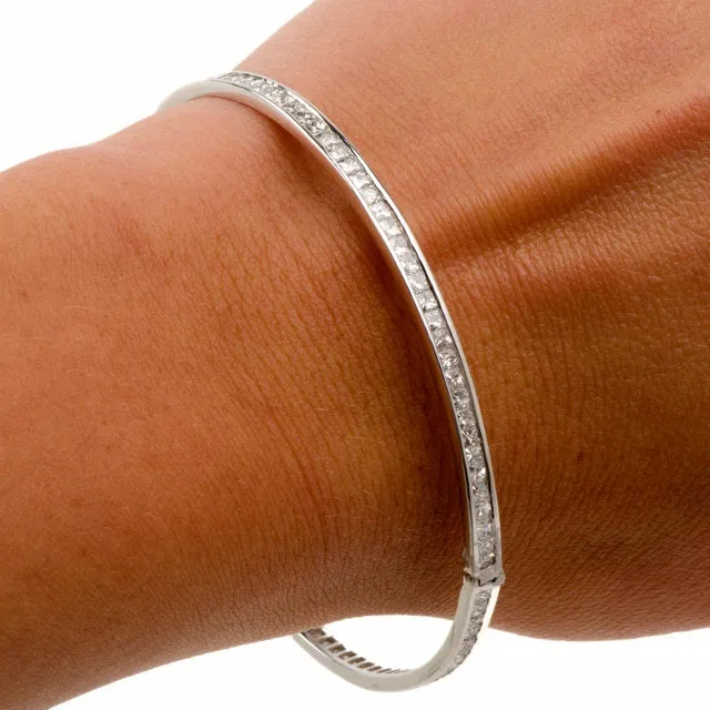 Vintage 7.05 Carat French Cut Diamond and Platinum Bracelet, Large size