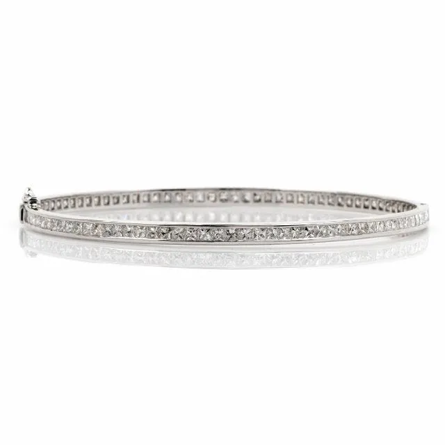 Vintage 7.05 Carat French Cut Diamond and Platinum Bracelet, Large size