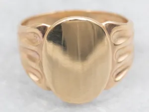 Vintage Gold Oval-Top Signet Ring