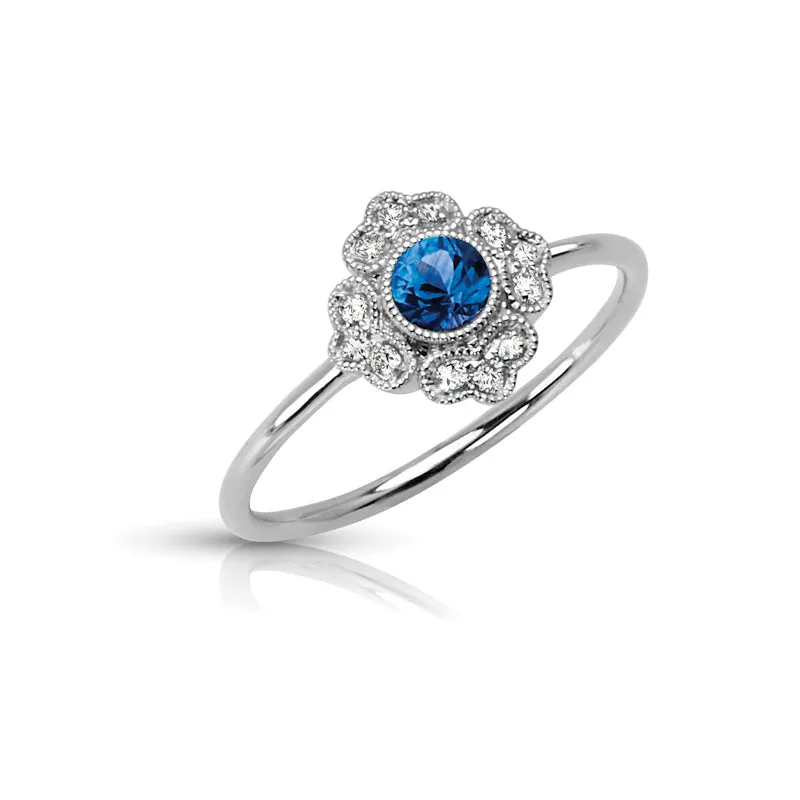 Vintage Inspired 0.25 ct. Natural Blue Sapphire Ring With Diamonds