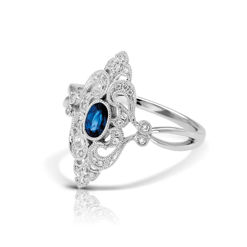 Vintage Inspired 0.35 ct. Natural Blue Sapphire Ring