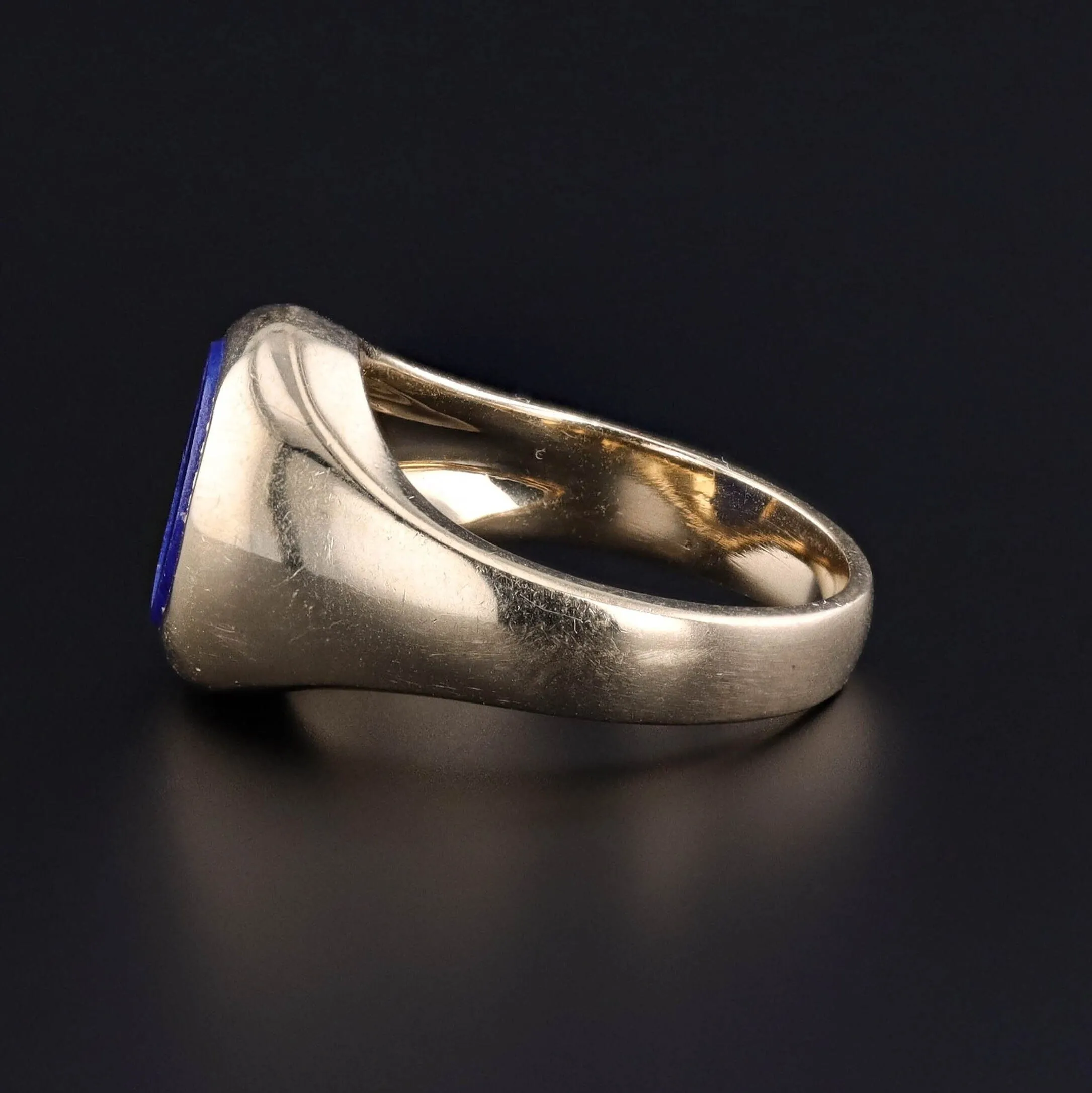 Vintage Lapis Signet Ring of 14k Gold