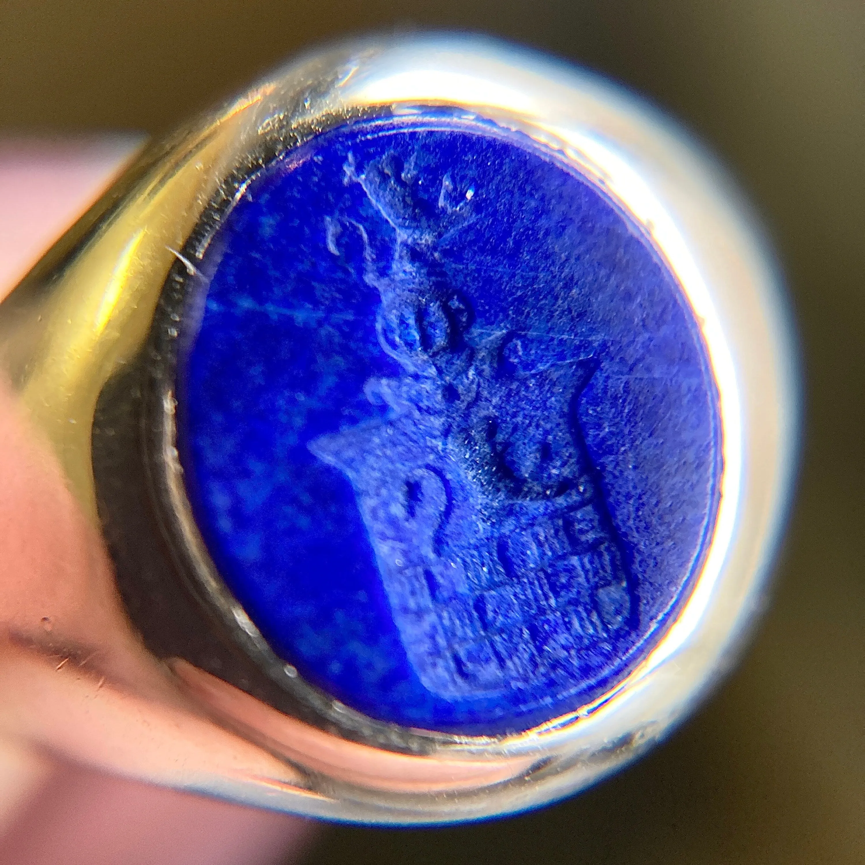 Vintage Lapis Signet Ring of 14k Gold