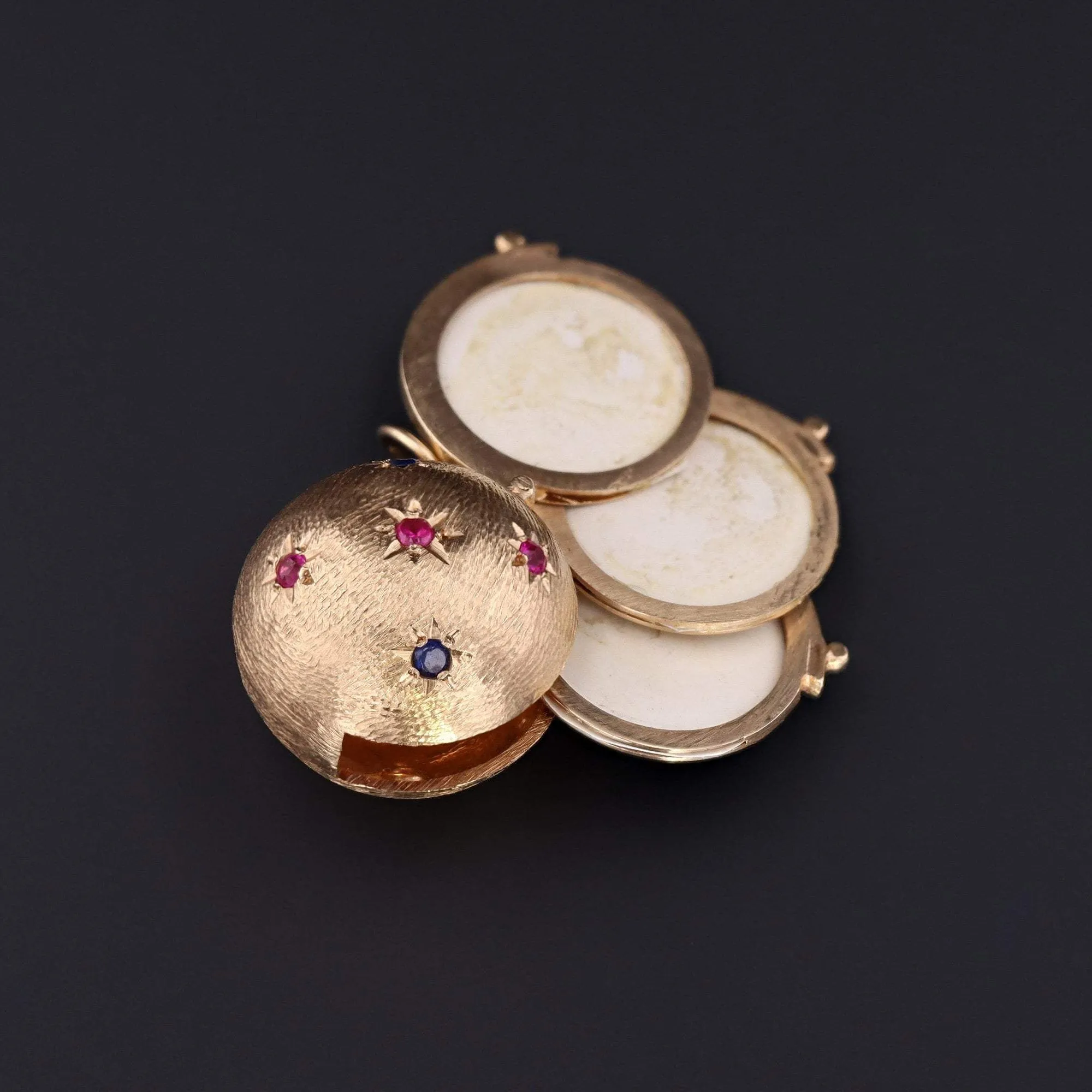 Vintage Orb Locket | Antique Sapphire & Ruby Locket
