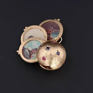 Vintage Orb Locket | Antique Sapphire & Ruby Locket