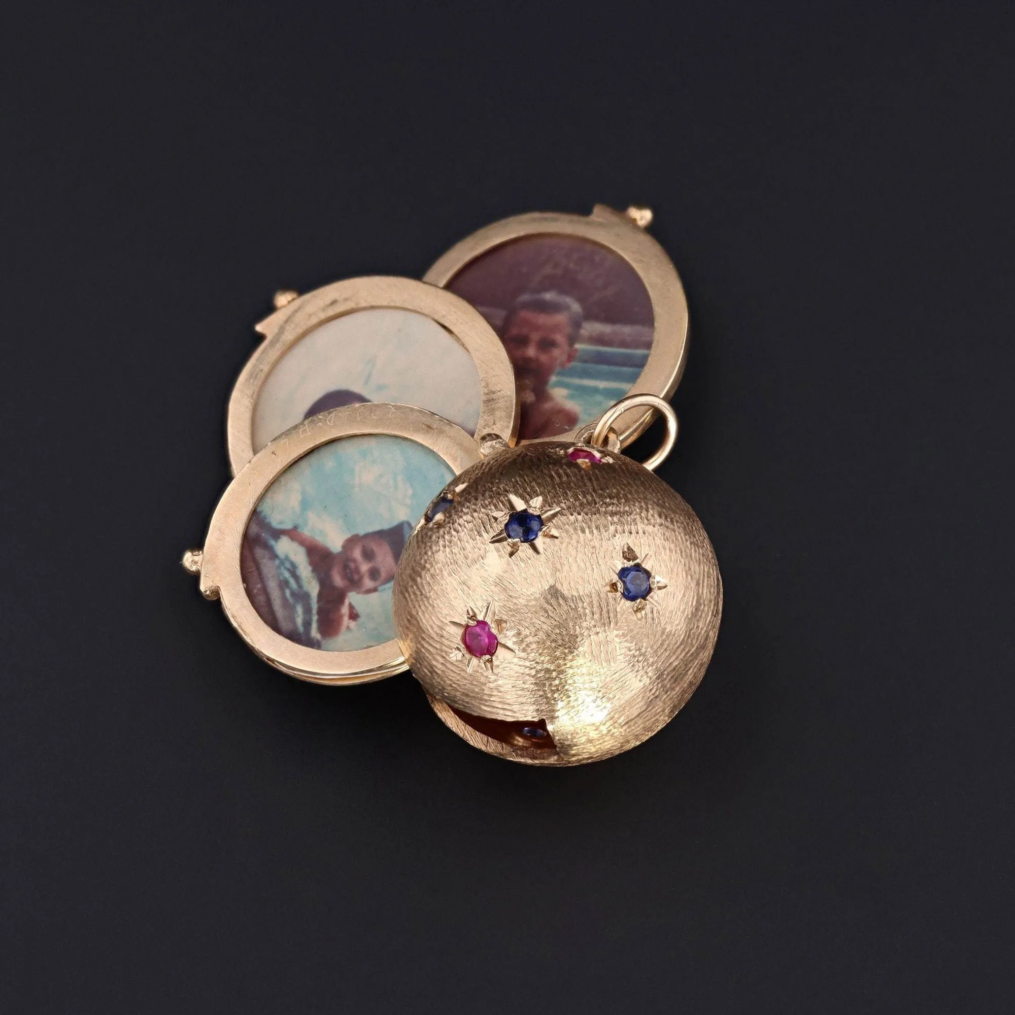 Vintage Orb Locket | Antique Sapphire & Ruby Locket