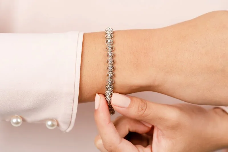 Vintage Oval Link Diamond Bracelet with 3.15 ct.(finished) 3.0mm