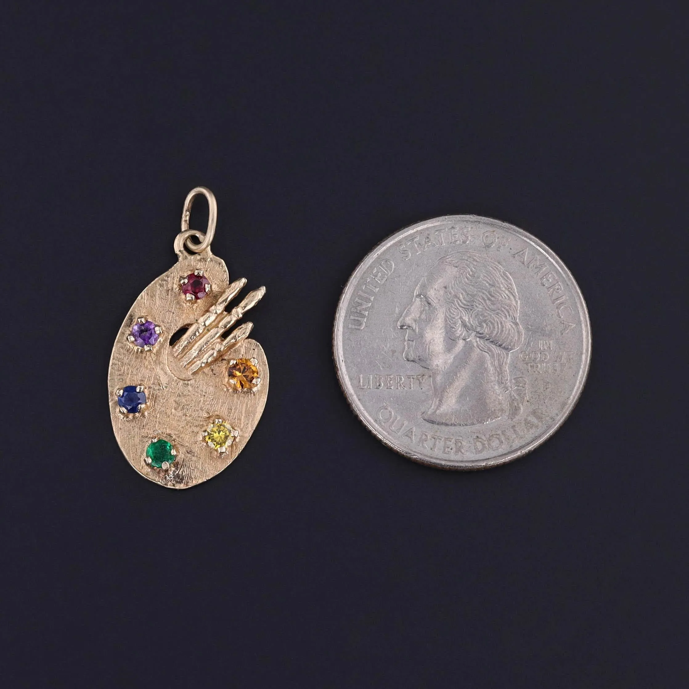 Vintage Painter's Palette Pendant of 14k Gold