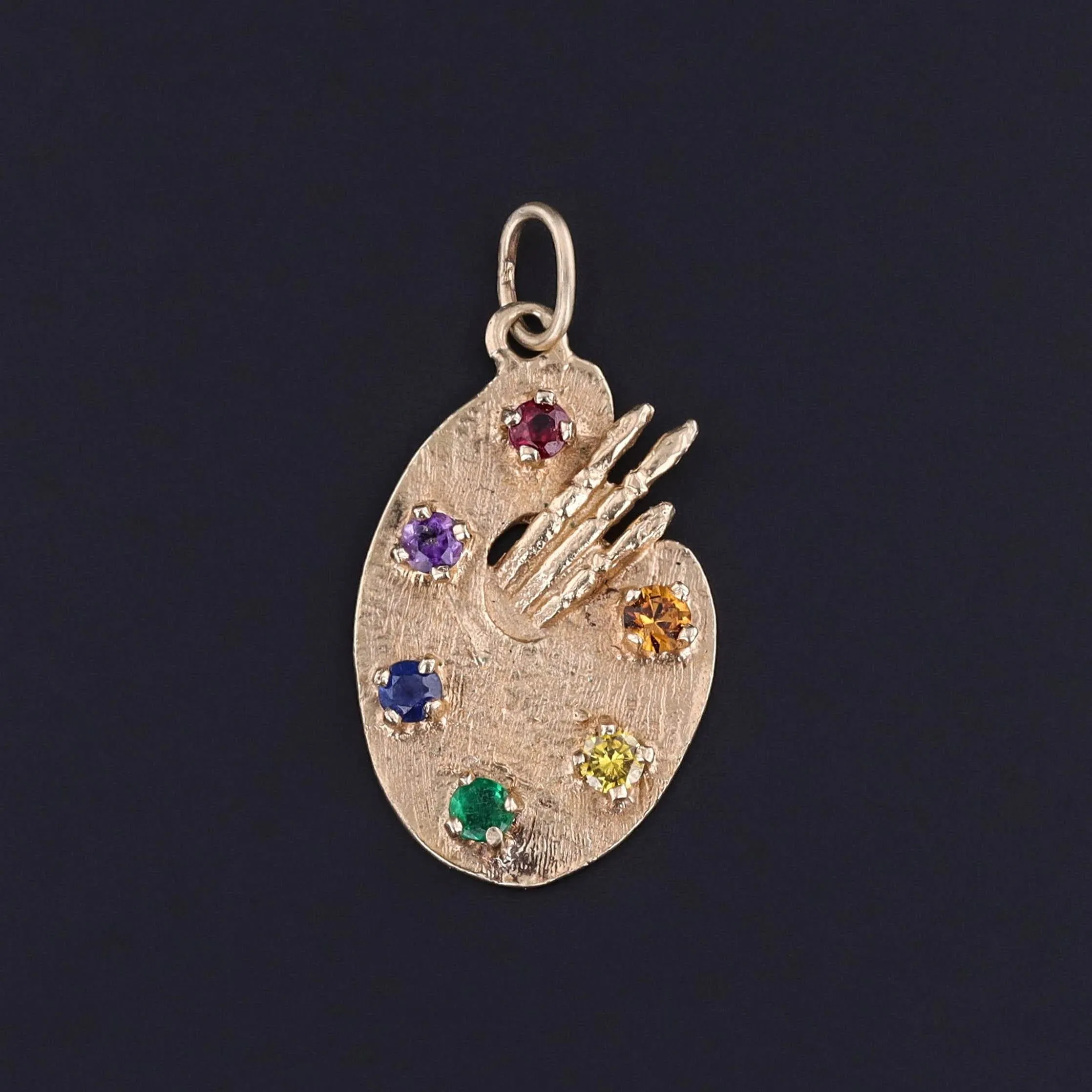 Vintage Painter's Palette Pendant of 14k Gold