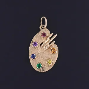Vintage Painter's Palette Pendant of 14k Gold