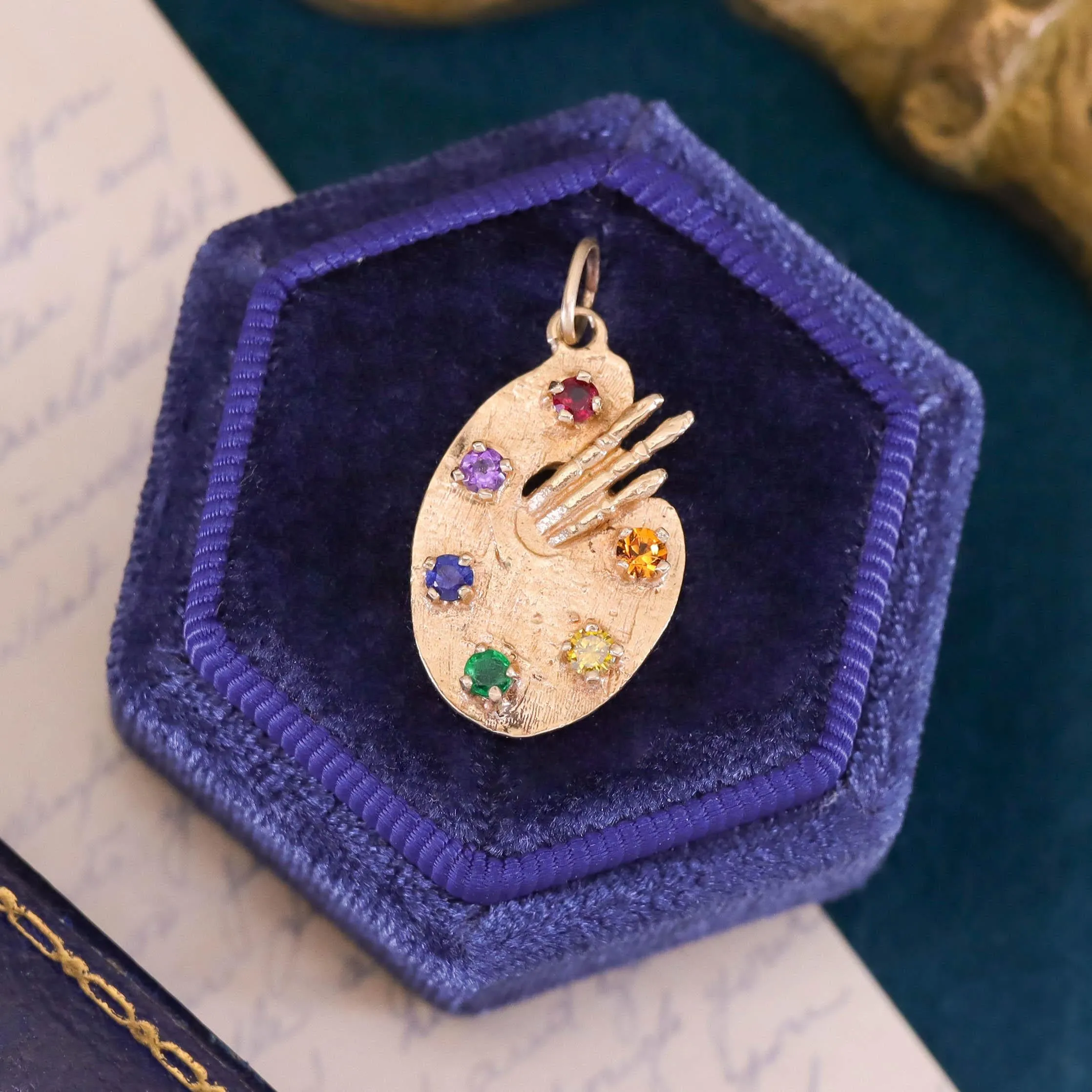 Vintage Painter's Palette Pendant of 14k Gold