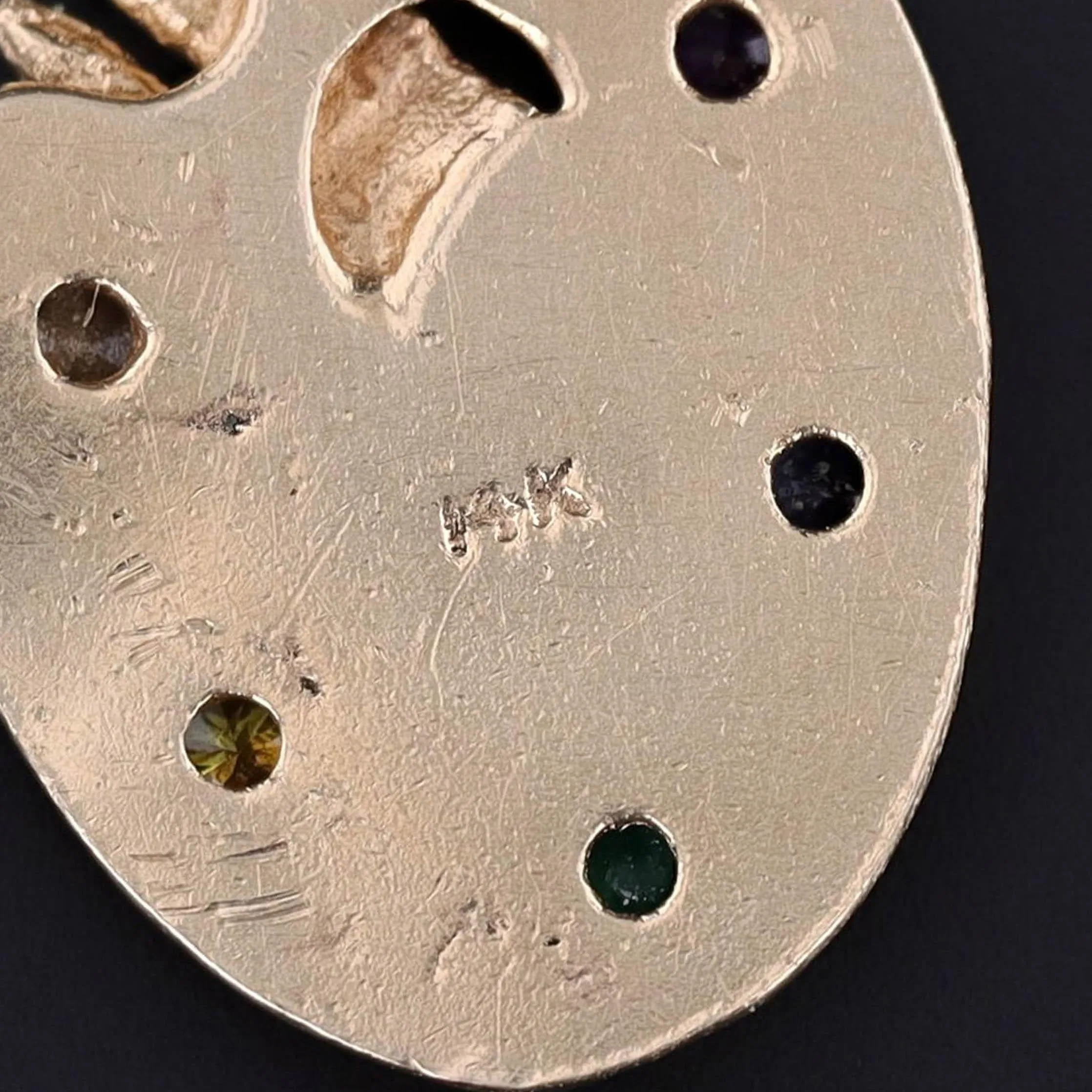 Vintage Painter's Palette Pendant of 14k Gold