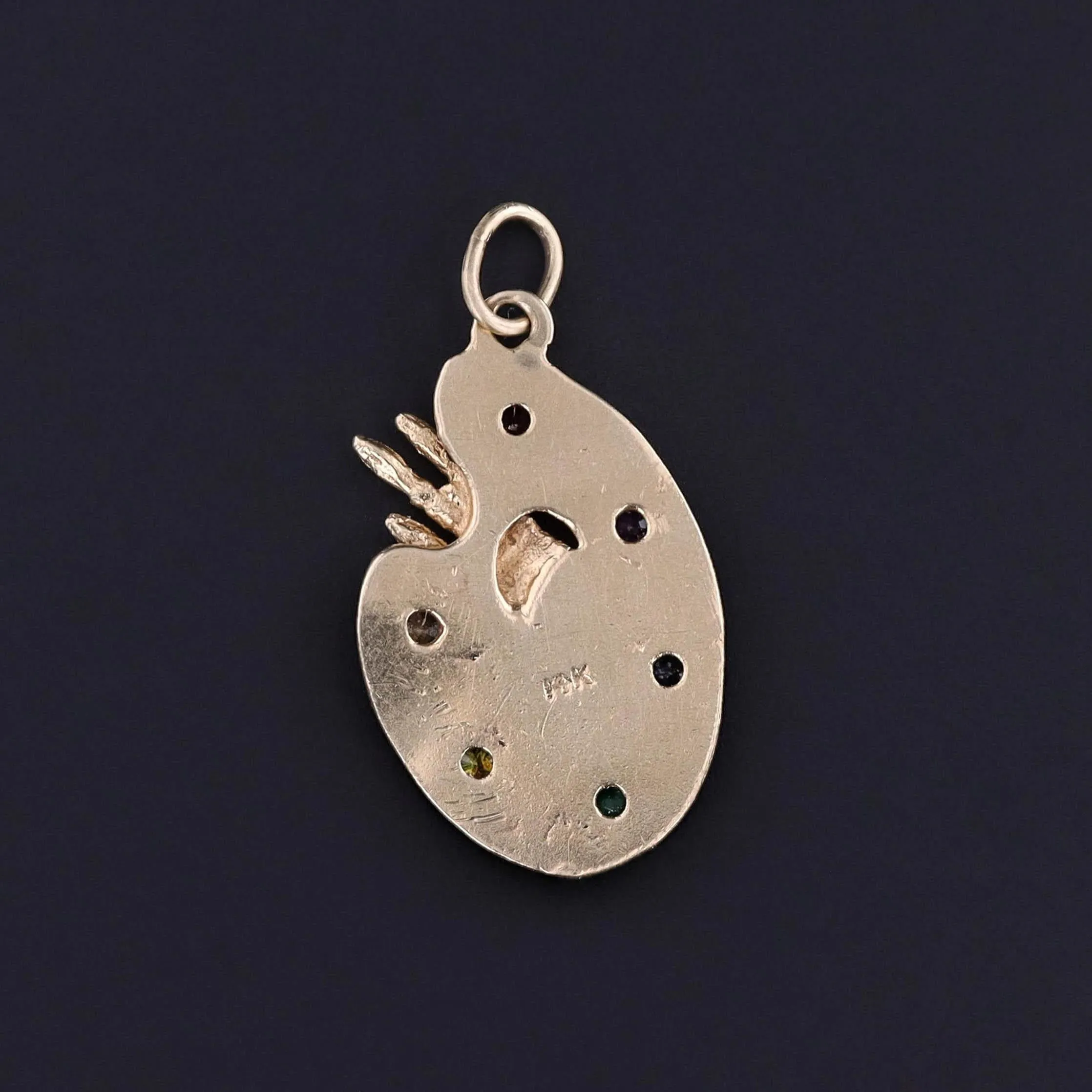 Vintage Painter's Palette Pendant of 14k Gold