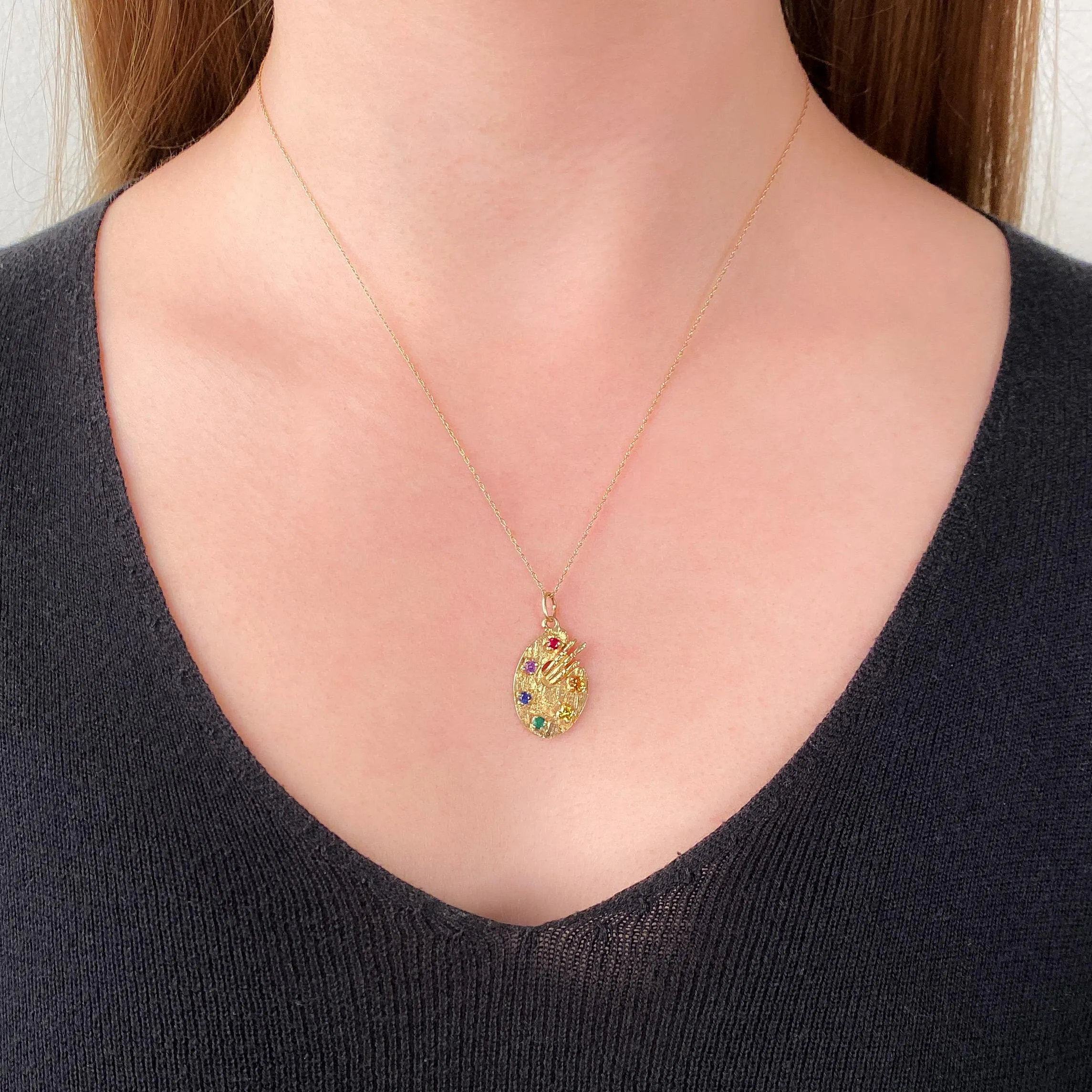Vintage Painter's Palette Pendant of 14k Gold