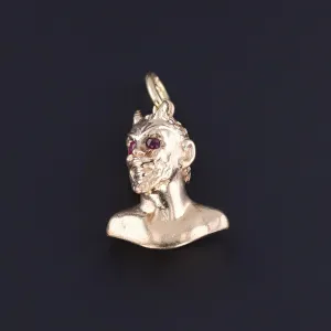 Vintage Ruby Devil Pendant of 14k Gold