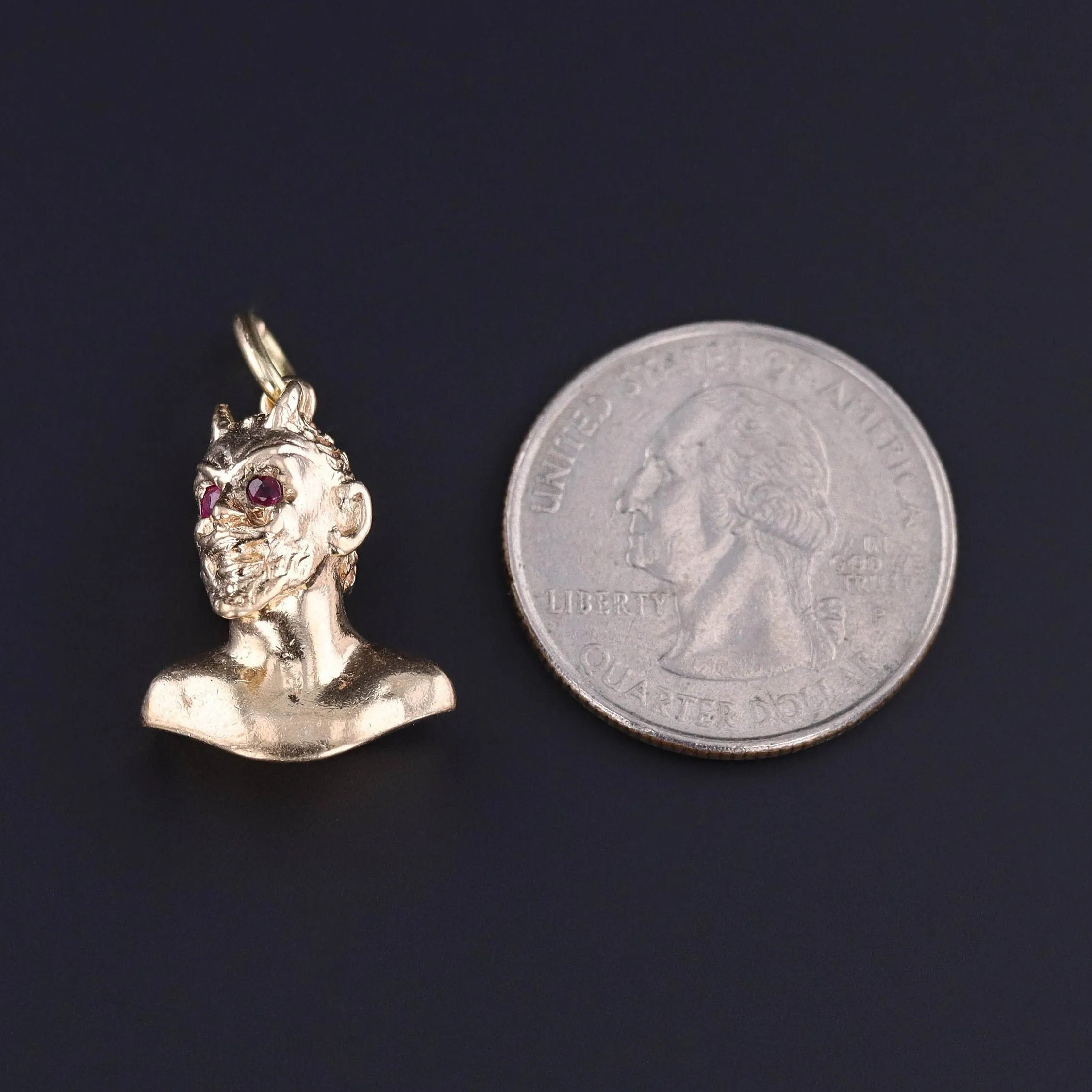 Vintage Ruby Devil Pendant of 14k Gold