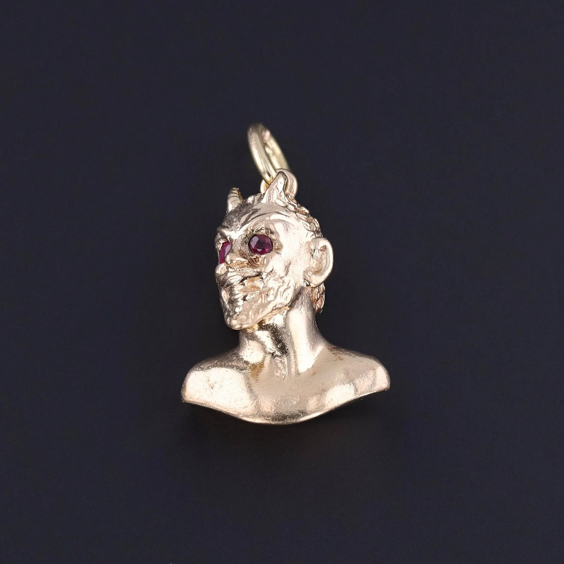 Vintage Ruby Devil Pendant of 14k Gold
