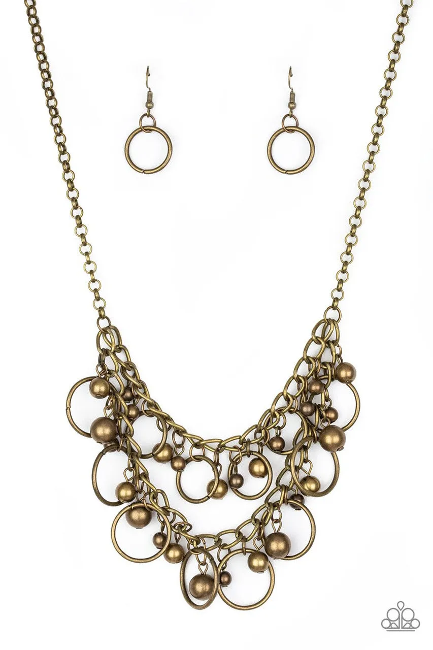 Warning Bells Brass Paparazzi Necklace