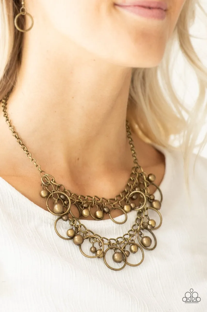 Warning Bells Brass Paparazzi Necklace