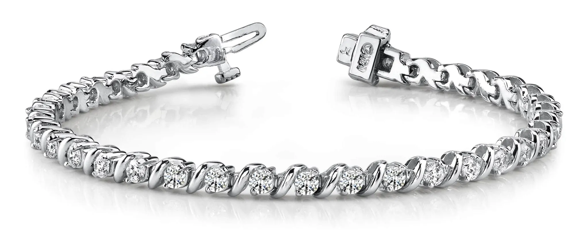 Wavy Hood Link Lab-Grown Diamond Tennis Bracelet with 4.08 ct.(finished) 3mm