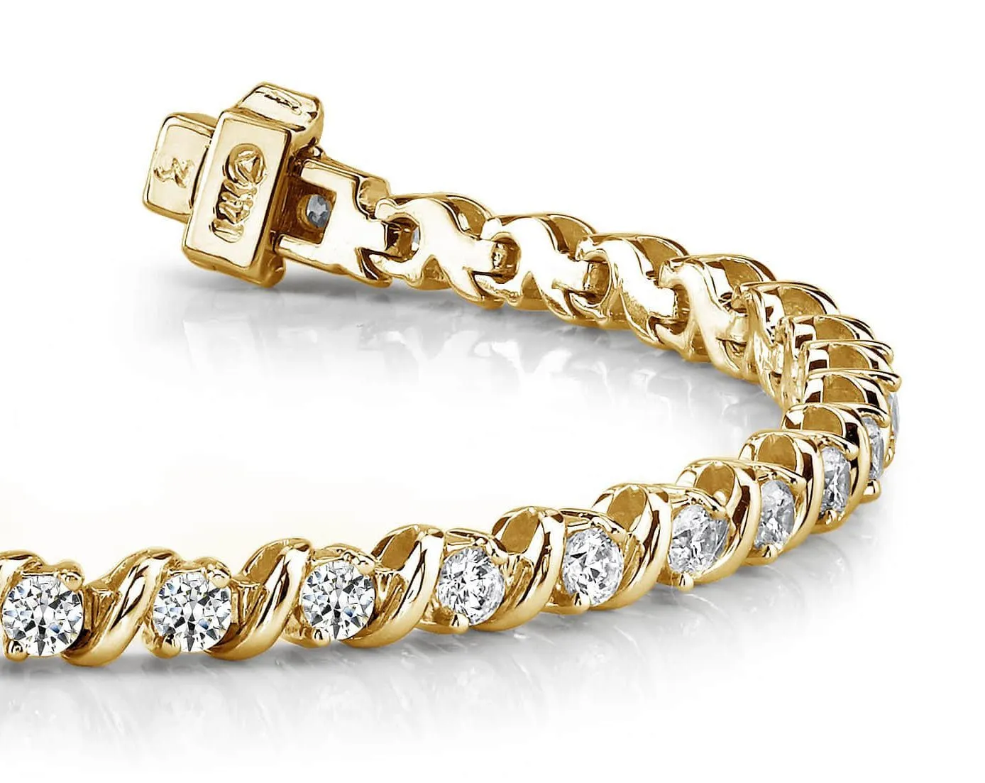 Wavy Hood Link Lab-Grown Diamond Tennis Bracelet with 4.08 ct.(finished) 3mm