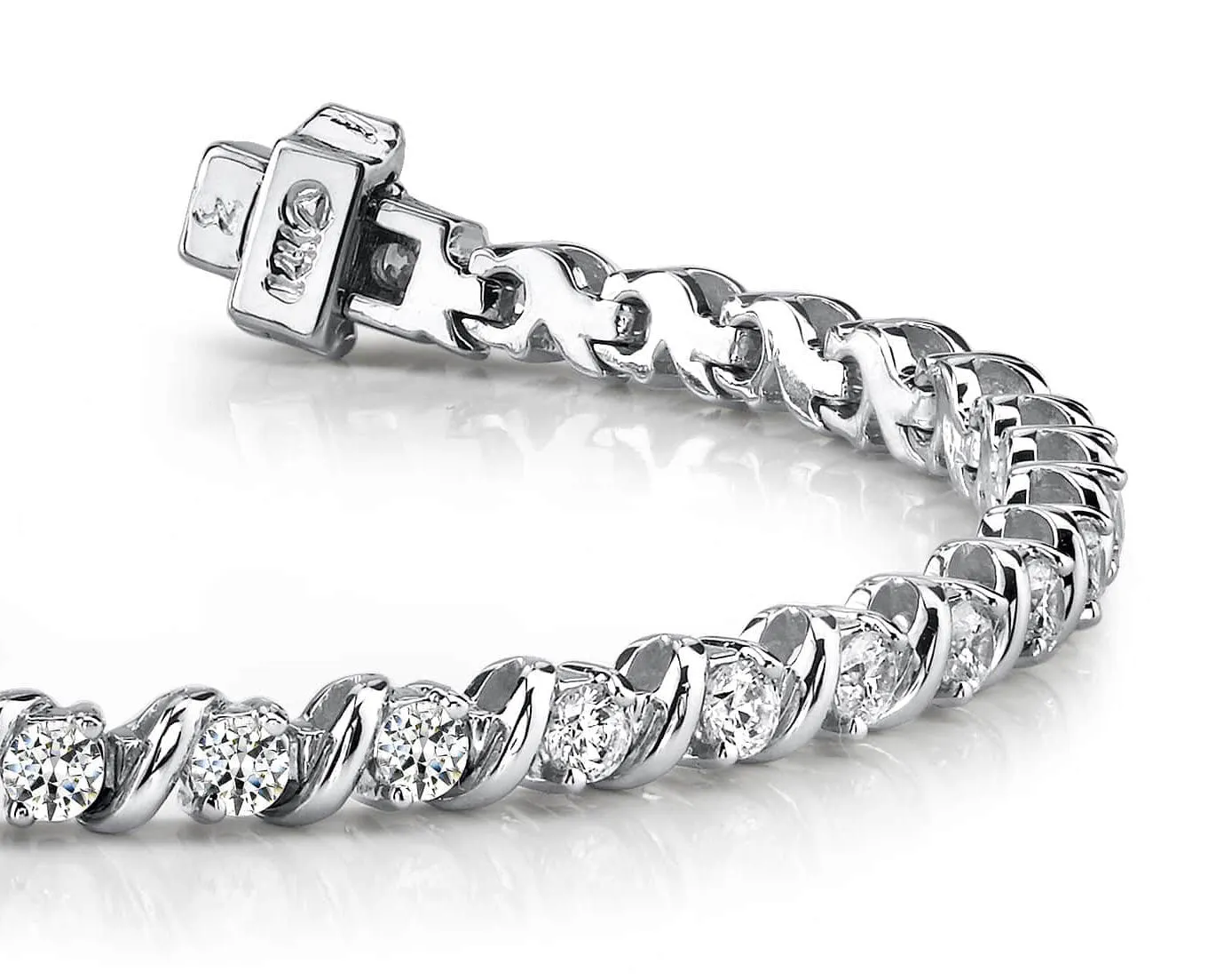 Wavy Hood Link Lab-Grown Diamond Tennis Bracelet with 4.08 ct.(finished) 3mm