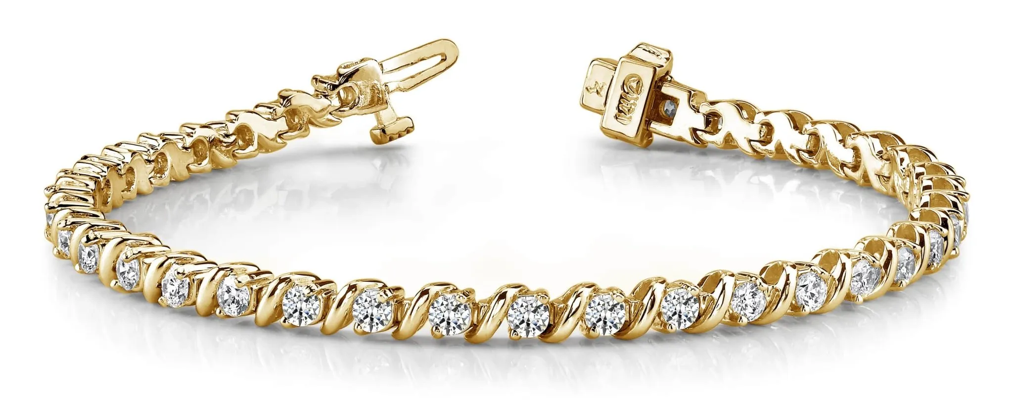 Wavy Hood Link Lab-Grown Diamond Tennis Bracelet with 4.08 ct.(finished) 3mm