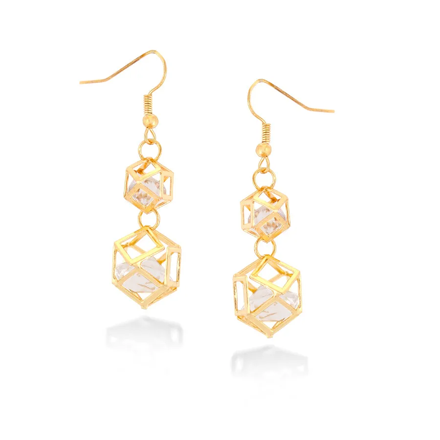 WHITE CRYSTAL GOLD DROP  EARRINGS #SWR-CP3035GLD (AC18)