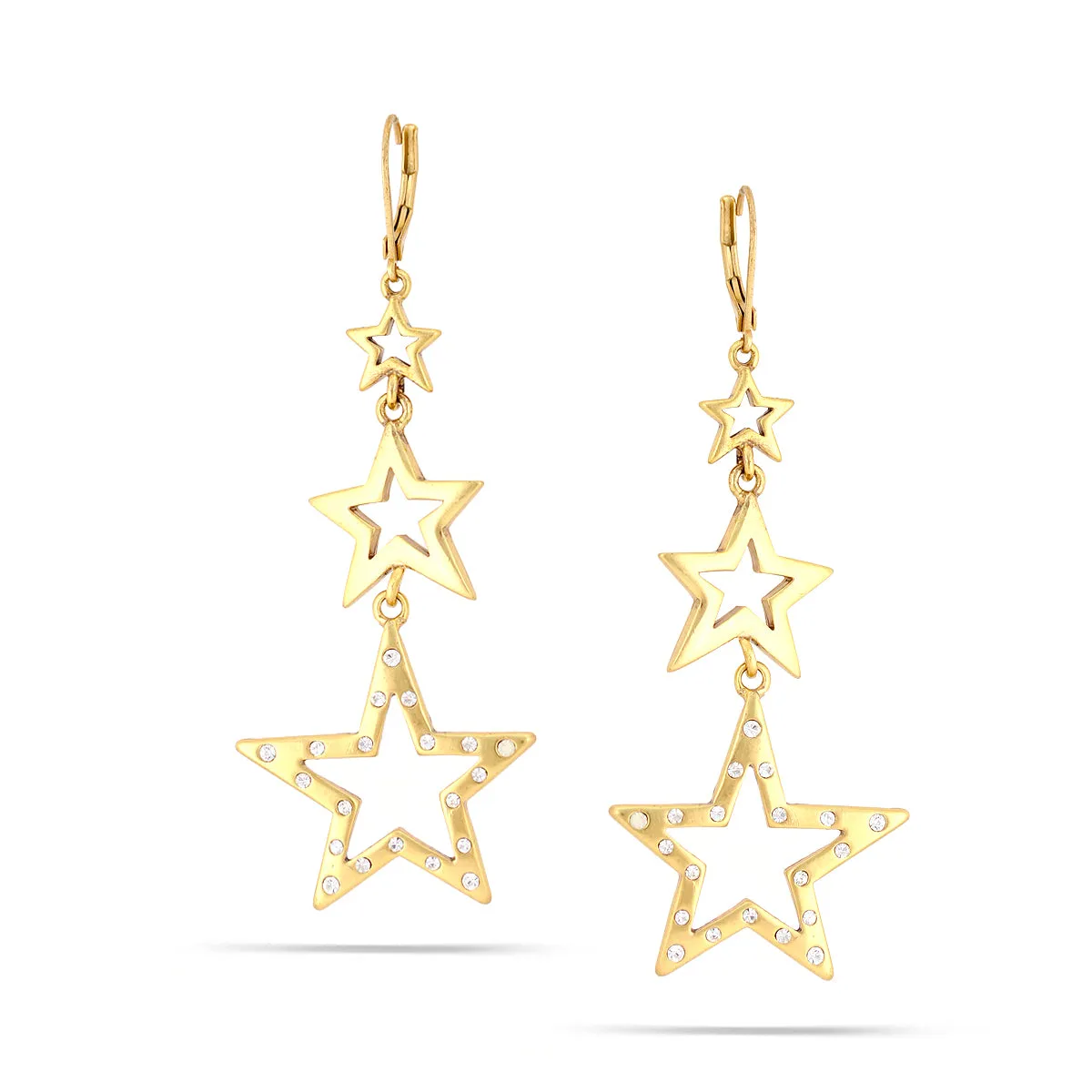 WHITE CRYSTAL STAR EARRINGS #200GD3501 (4B2)