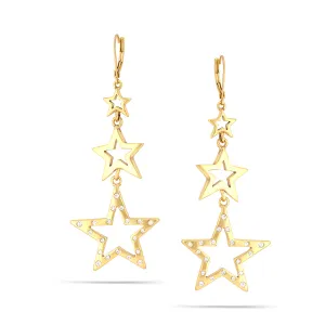 WHITE CRYSTAL STAR EARRINGS #200GD3501 (4B2)